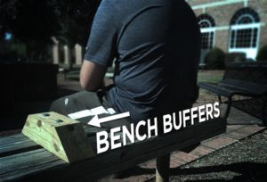 Bench designed with buffers to prevent homeless sleepers